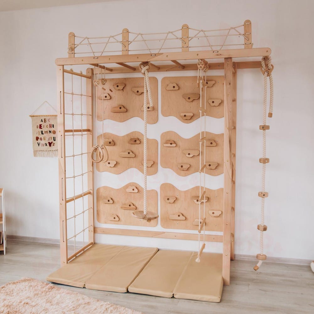 88x78" Swedish Ladder, Wall Games, Climbing Panels, Indoor Climbing Wall, Monkey Bars, Indoor Swing, Montessori Climbing