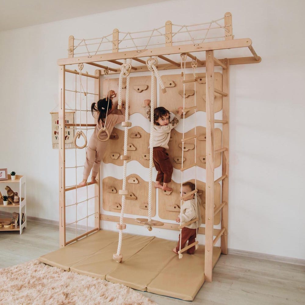 88x78" Swedish Ladder, Wall Games, Climbing Panels, Indoor Climbing Wall, Monkey Bars, Indoor Swing, Montessori Climbing