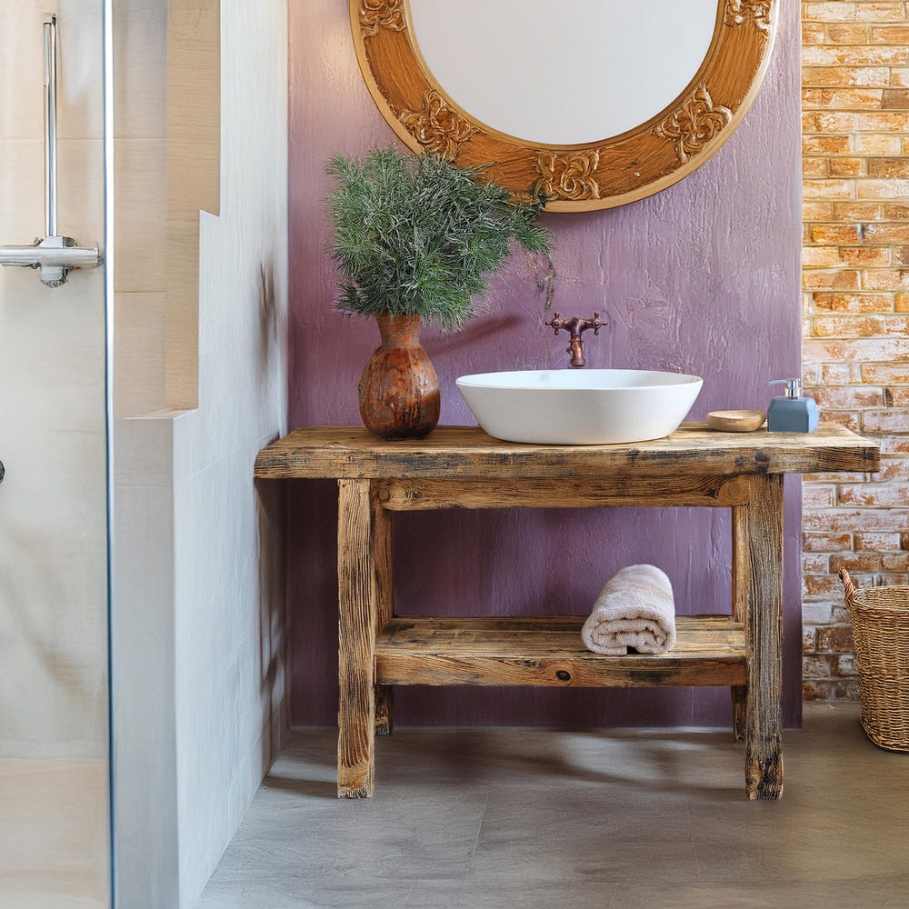 Wooden Rustic Style handmade bathroom vanity live edge solid wood cabinet sink table counter top farmhouse home decor furniture  handcrafted