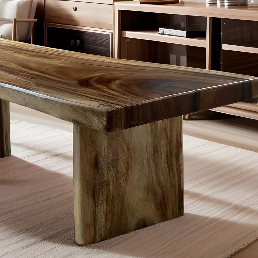 Custom Handmade Rustic Wooden Coffee Table - Farmhouse Style natural Live Edge Reclaimed Handcrafted solid rectangular wood table home decor