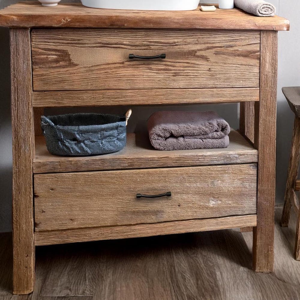 Wooden Rustic Style handmade bathroom vanity with drawer solid wood cabinet sink table counter top farmhouse home decor furniture  handcraft