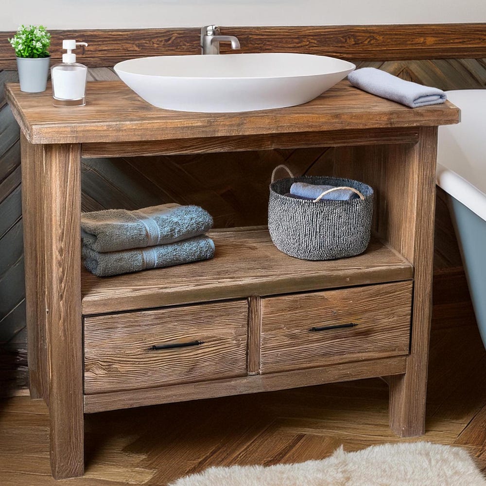 Wooden Rustic Style handmade bathroom vanity live edge solid wood cabinet sink table counter top farmhouse home decor furniture  handcrafted