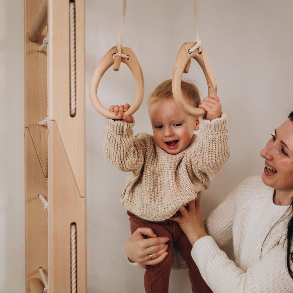 88x78" Large Swedish Ladder Bundle: Waldorf Playmat, Monkey Bars, Indoor Swing, Gymnastics Ladder, Montessori Climbing Wall Net, Baby Gym