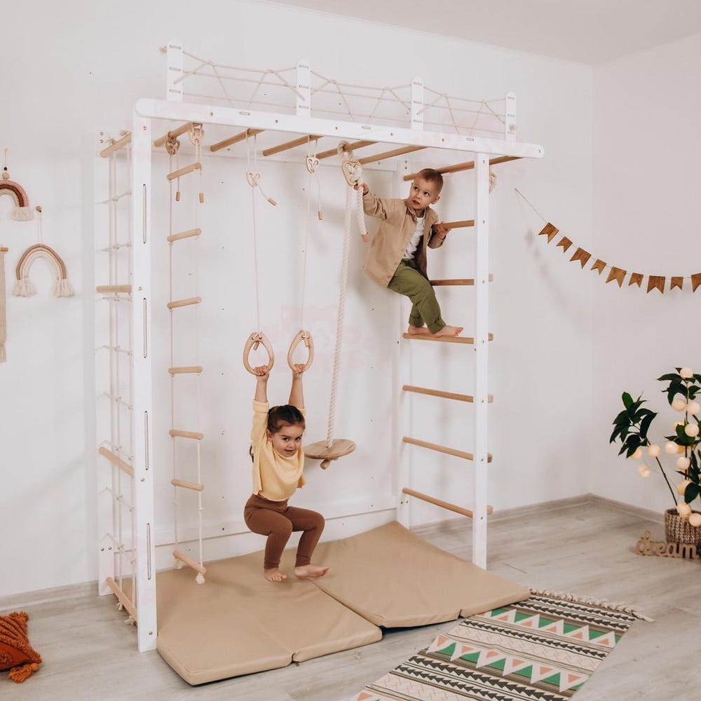 88x78" Swedish Ladder, Monkey Bars Gym, Indoor Climbing Playground, Waldorf Activity Center, Indoor Swing, Montessori Climbing Wall Net