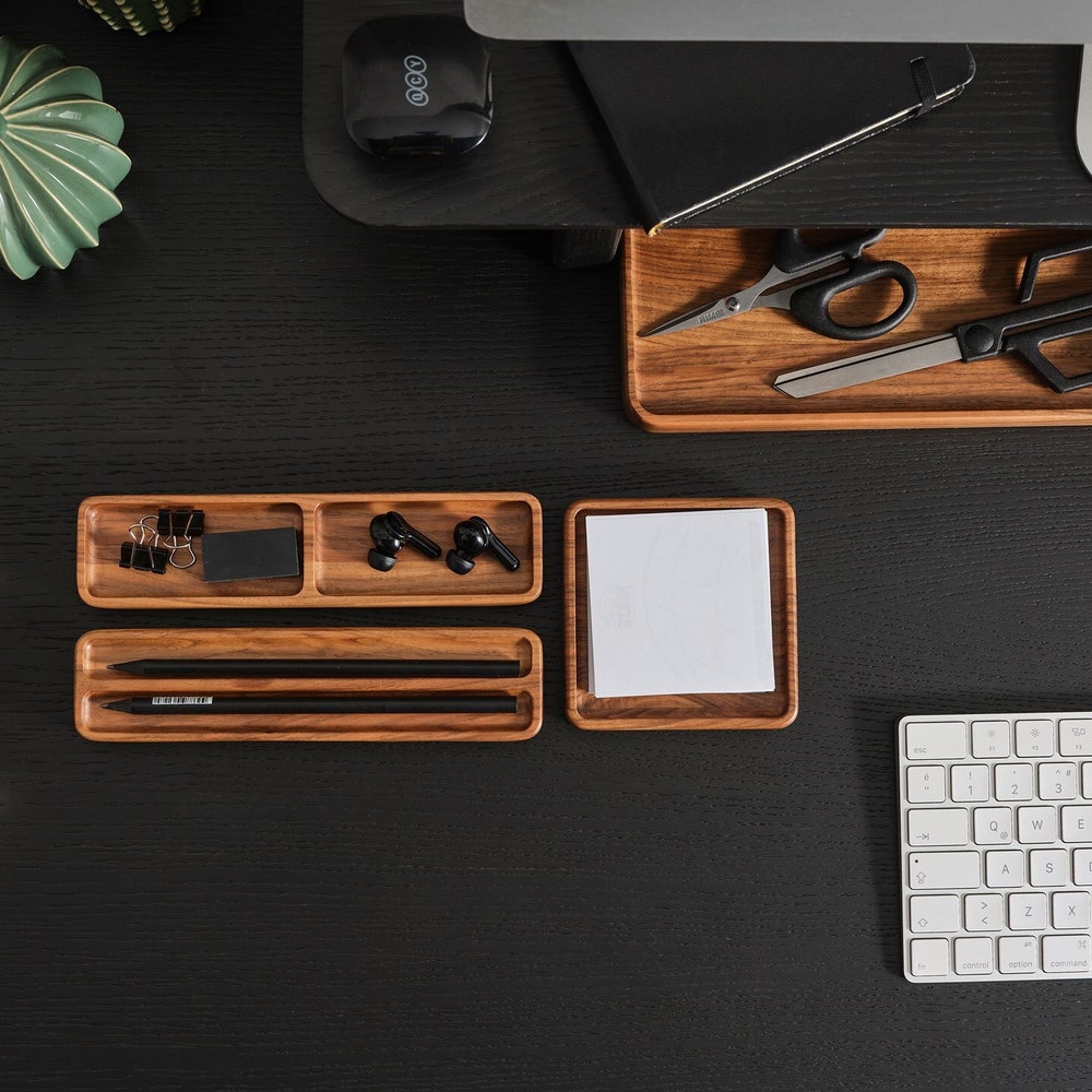 Wood Desk Organizer Set, Organizer for Accessory Storage, Custom & Personalized Organizers, Notes Tray, Gift
