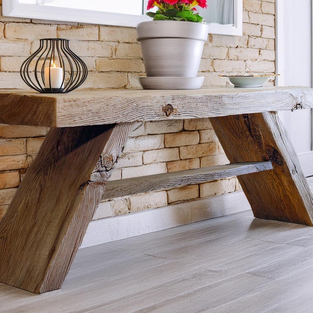 Custom Rustic Wooden Console Table – Handmade Farmhouse Live Edge Solid Wood Entryway Hallway Dresser – Narrow Handcrafted for Living Room