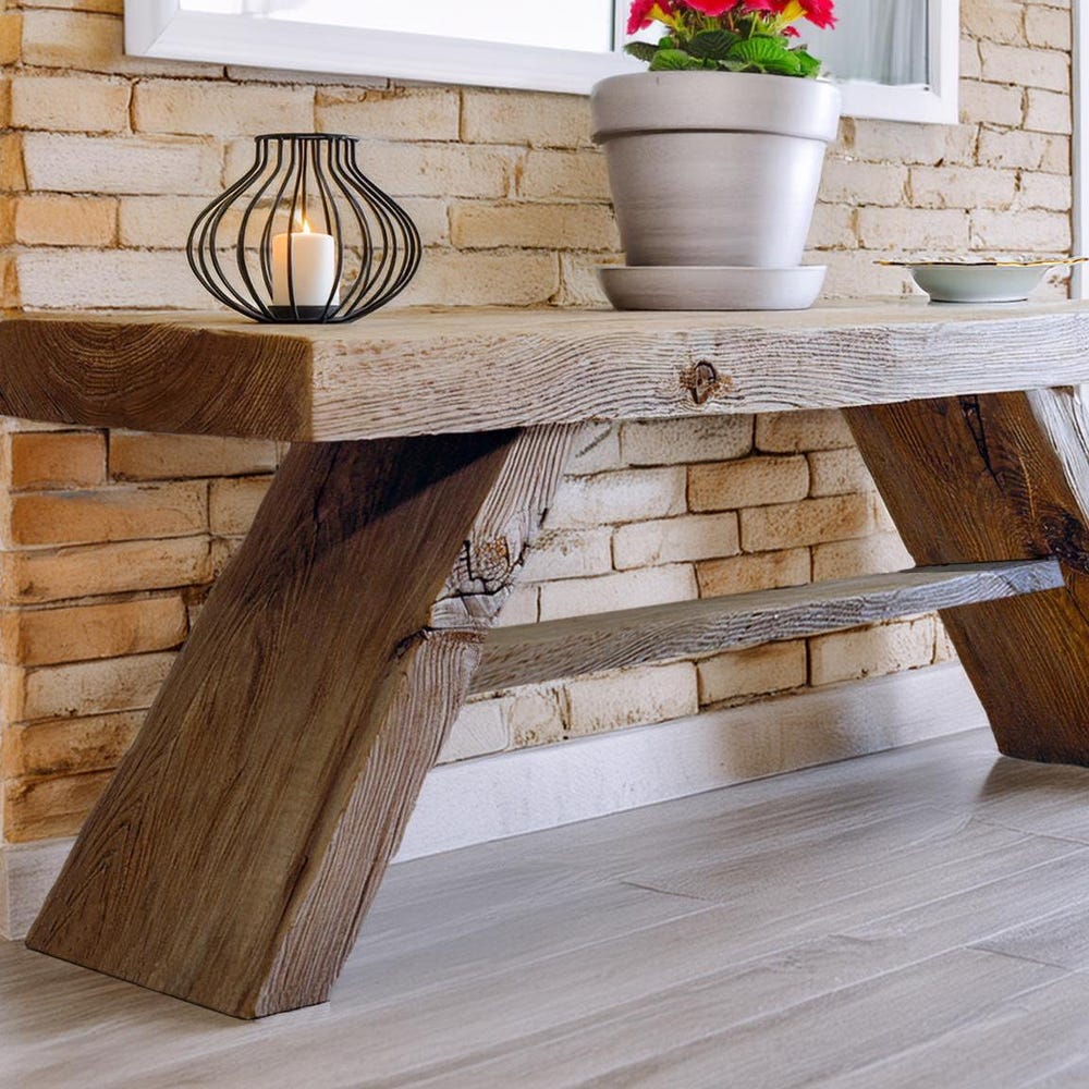 Custom Rustic Wooden Console Table – Handmade Farmhouse Live Edge Solid Wood Entryway Hallway Dresser – Narrow Handcrafted for Living Room