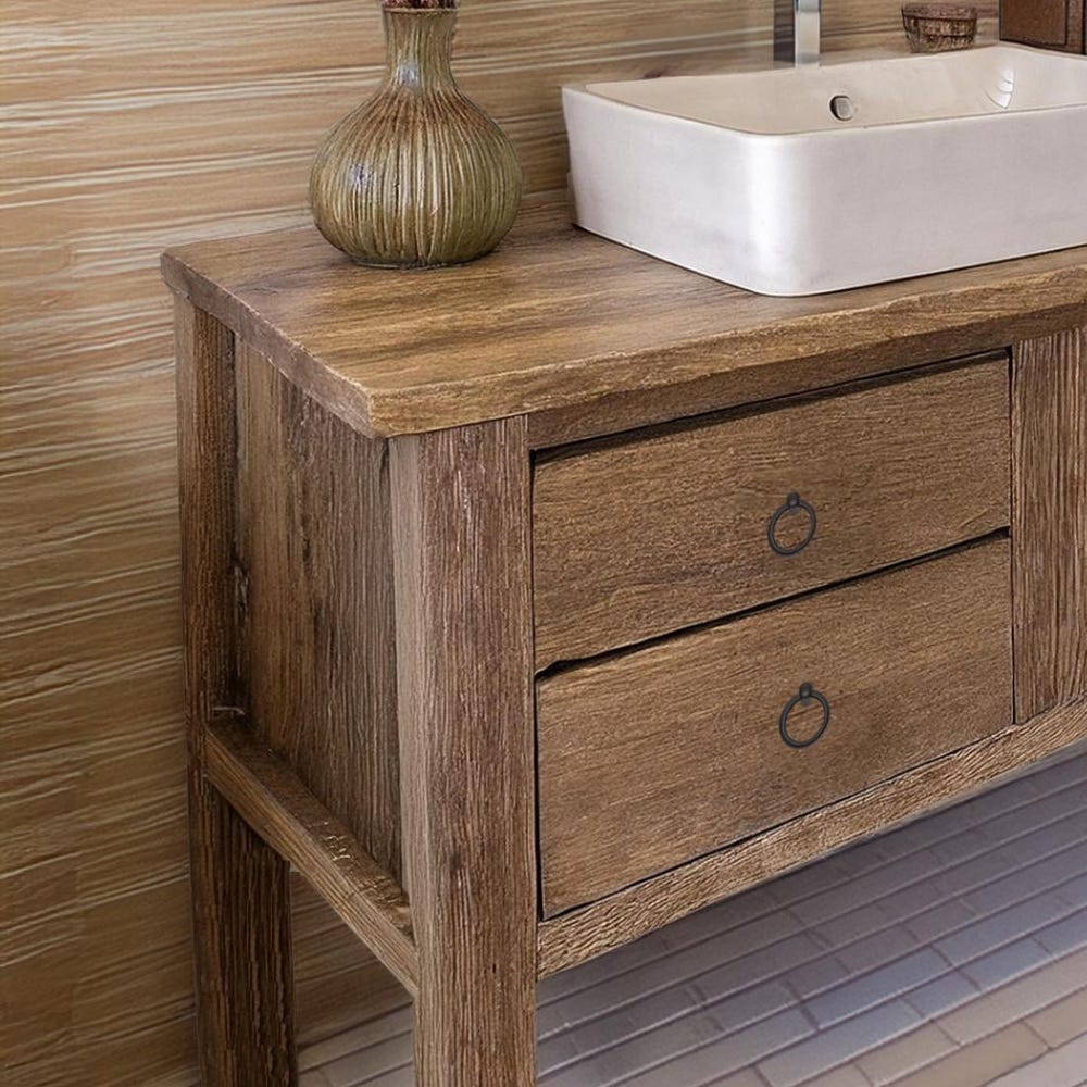 Wooden Rustic Style handmade bathroom vanity with drawer solid wood cabinet sink table counter top farmhouse home decor furniture  handcraft