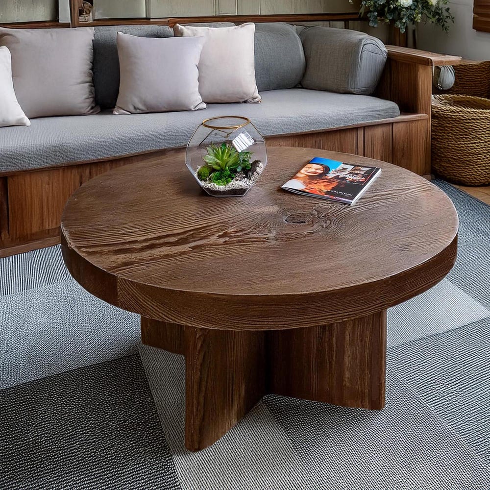 Custom Handmade Rustic Wooden round oval elips Coffee Table - Farmhouse Style natural Live Edge Handcrafted solid wood table furniture decor