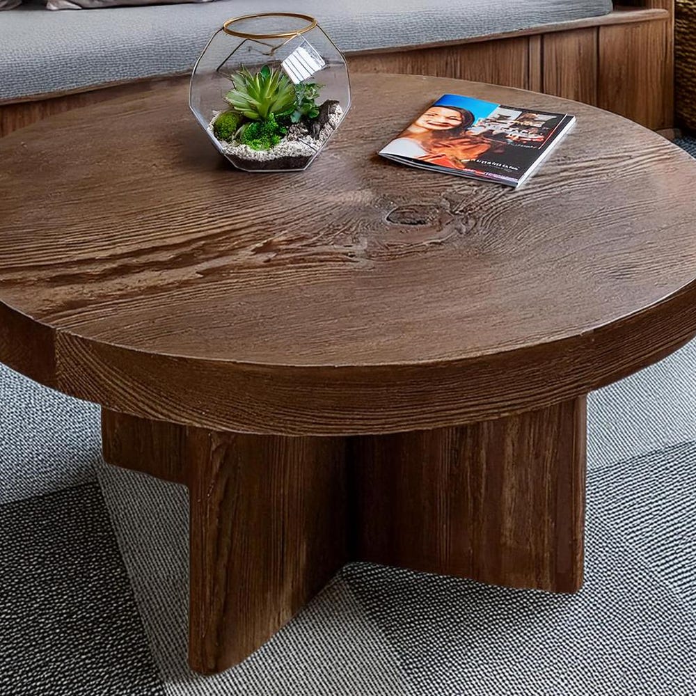 Custom Handmade Rustic Wooden round oval elips Coffee Table - Farmhouse Style natural Live Edge Handcrafted solid wood table furniture decor