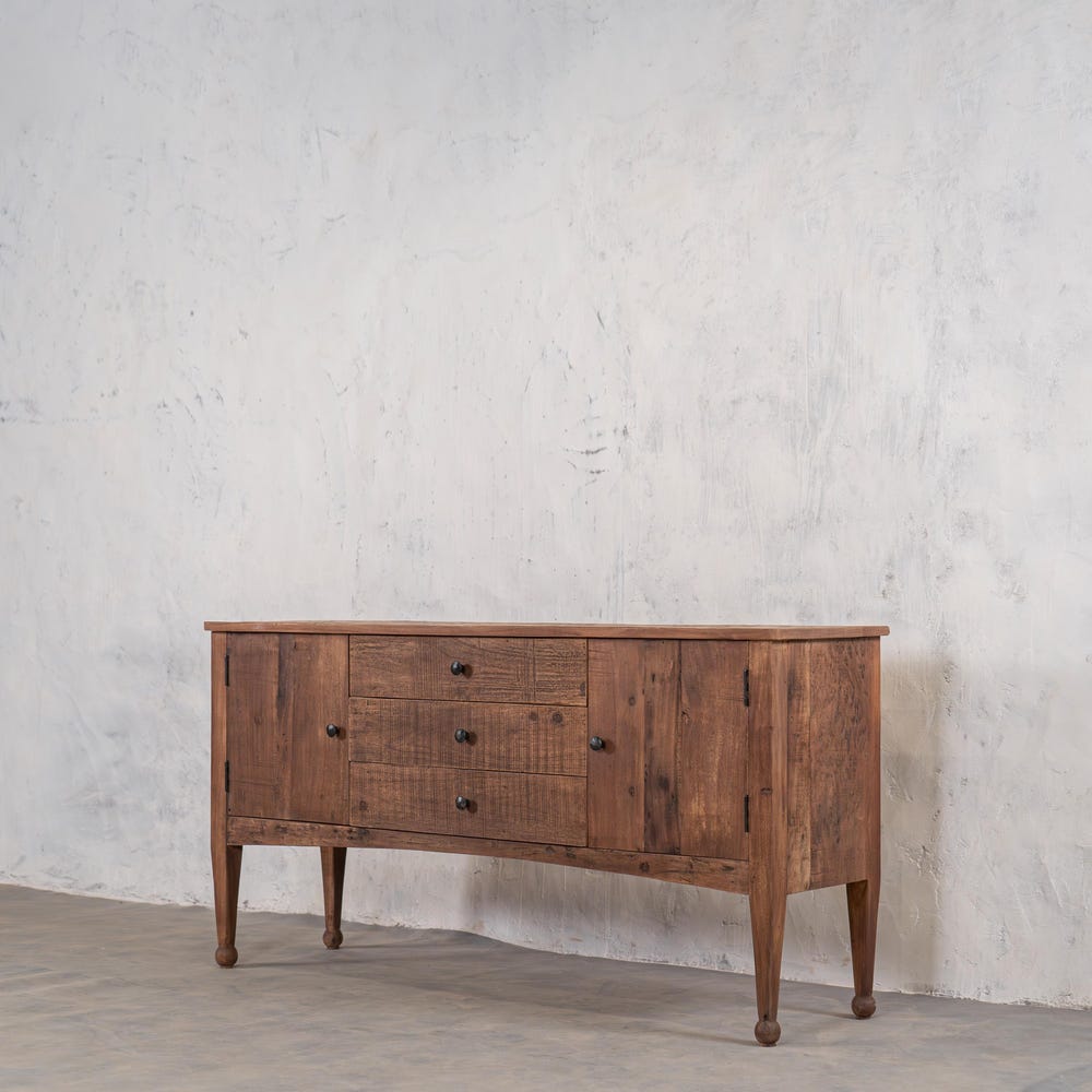 Barnwood Breeze Buffet | Living room Buffet | Entryway console | Carved Legs | Customizable | Reclaimed wood | Farmhouse Wooden Sideboard