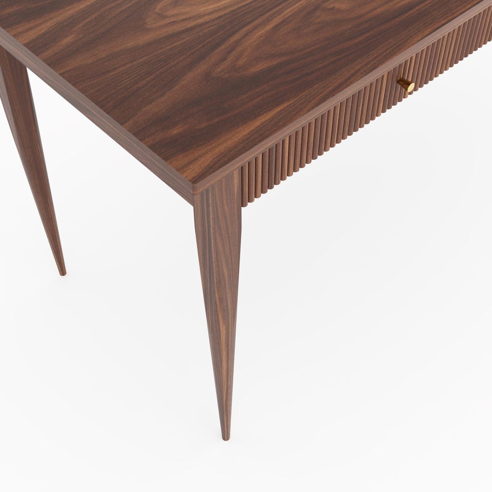 Walnut office desk with two slatted drawers, mid century modern, study desk, writing desk, computer desk, solid walnut desk, bureau