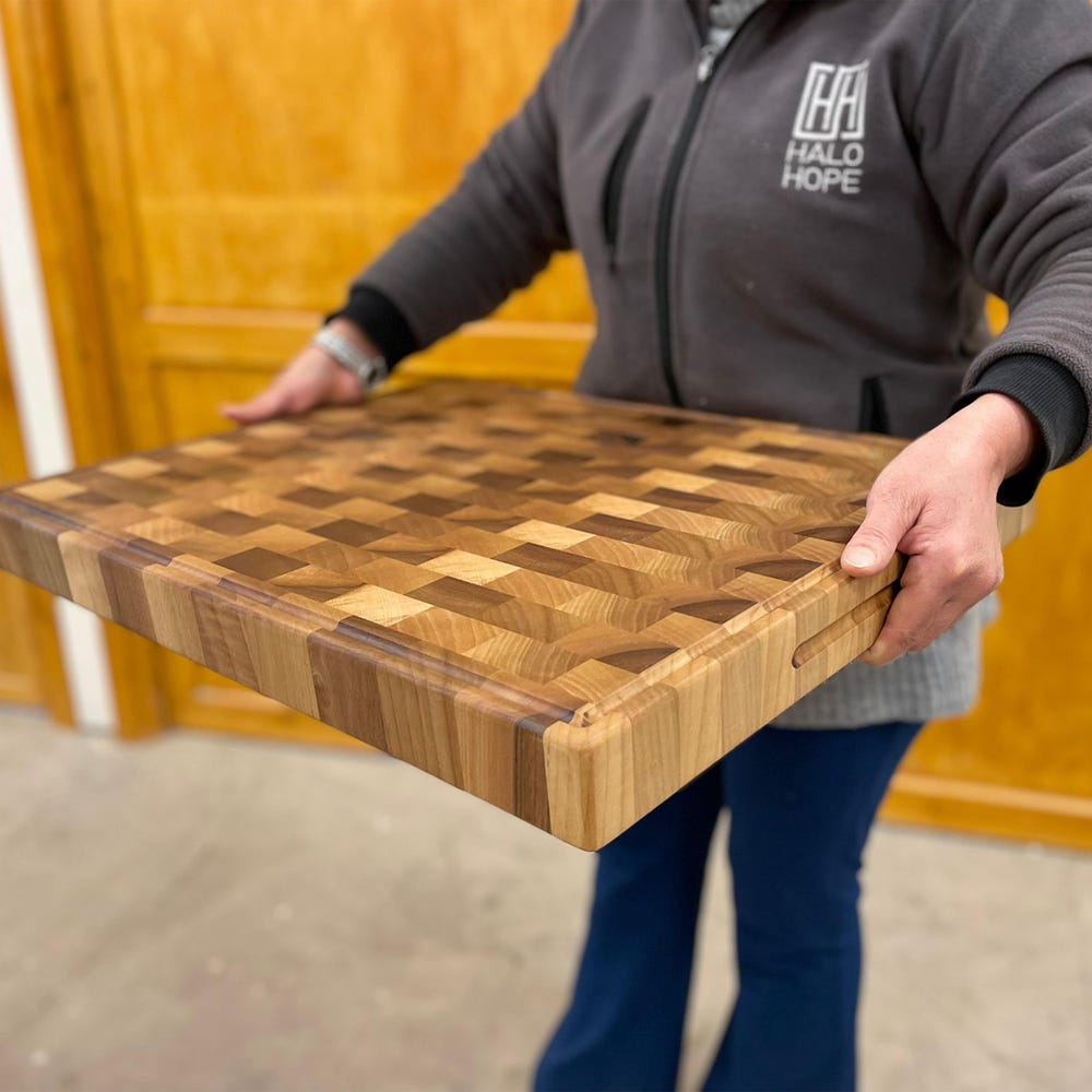 Walnut Cutting Board Double Sided, End Grain Butcher Block, Reversible Chopping Board, 1.50" and 2.00” Thickness, Mother's Day Gift