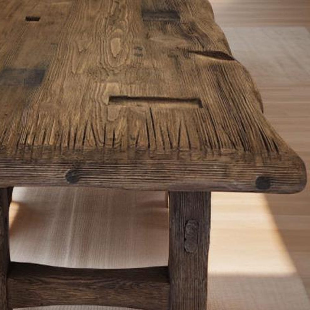 Custom Handmade Rustic Wooden Coffee Table - Farmhouse Style natural Live Edge Reclaimed Handcrafted solid rectangular wood table home decor