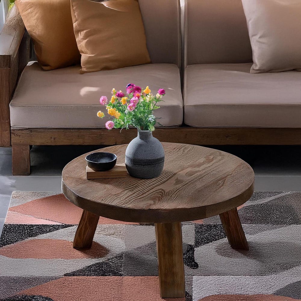 Custom Handmade Rustic Wooden round oval elips Coffee Table - Farmhouse Style natural Live Edge Handcrafted solid wood table furniture decor