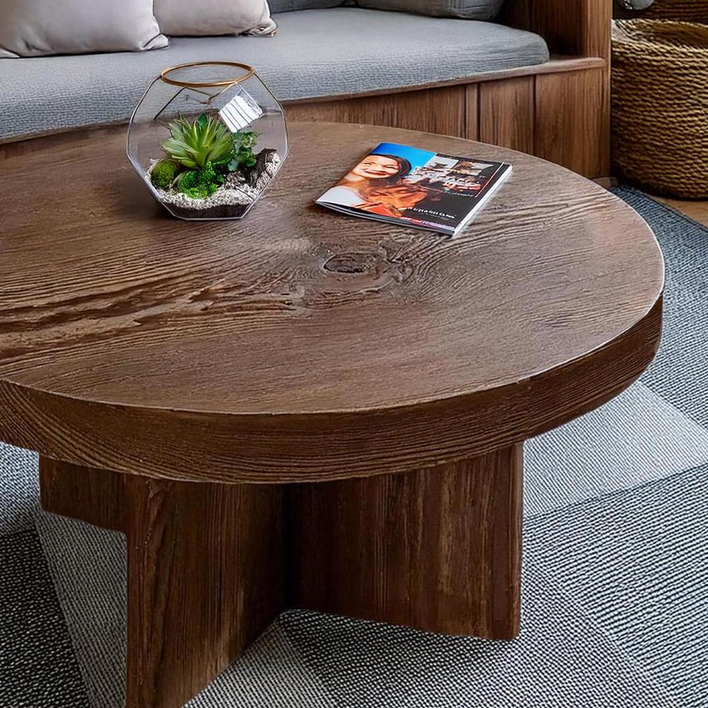 Custom Handmade Rustic Wooden round oval elips Coffee Table - Farmhouse Style natural Live Edge Handcrafted solid wood table furniture decor