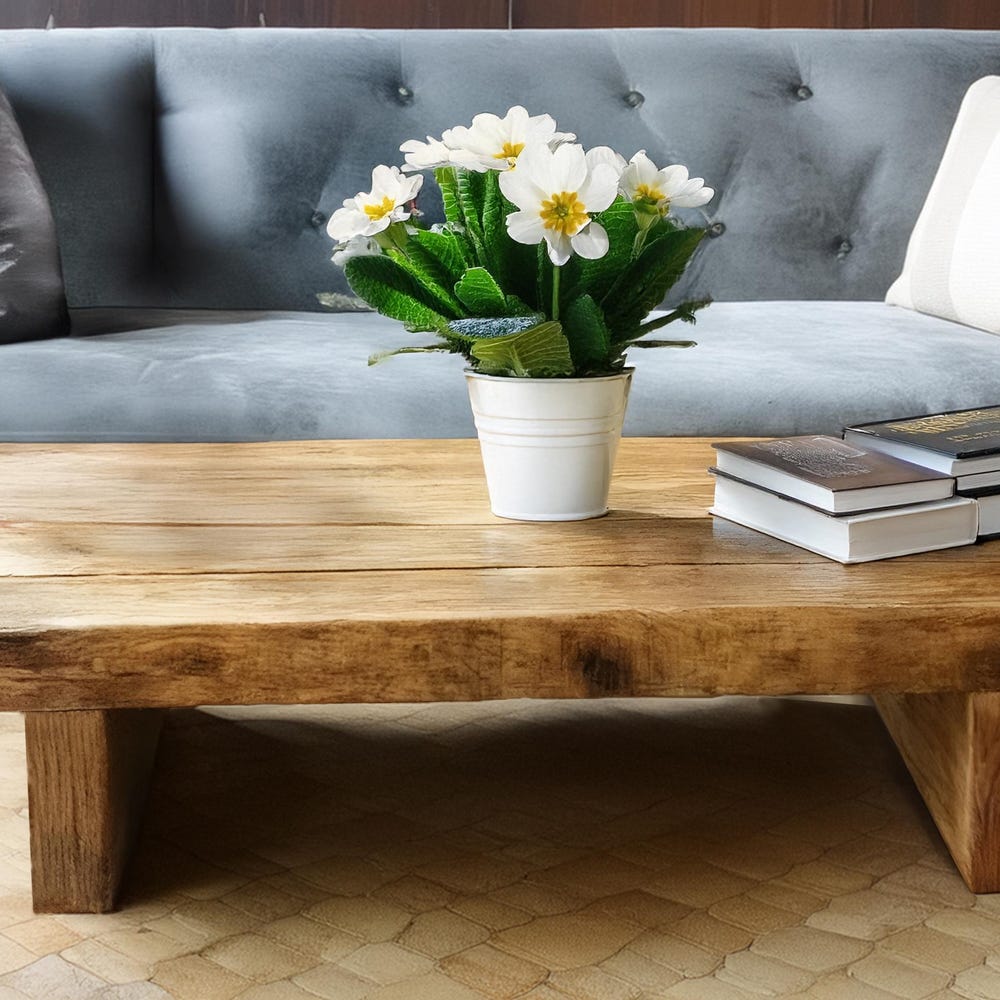 Custom Handmade Rustic Wooden Coffee Table - Farmhouse Style natural Live Edge Reclaimed Handcrafted solid rectangular wood table home decor