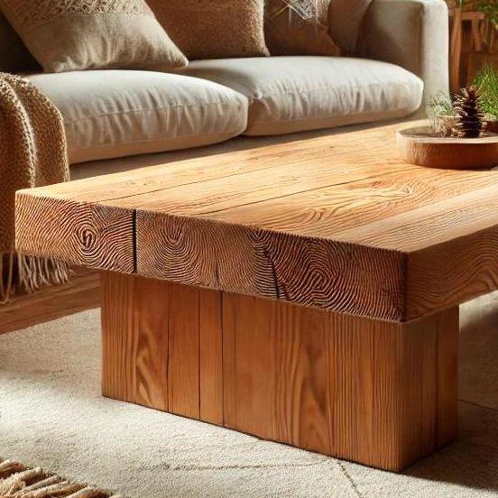 Custom Handmade Rustic Wooden Chunky  Table - Farmhouse Style natural Live Edge Reclaimed Handcrafted solid rectangular wood  home decor