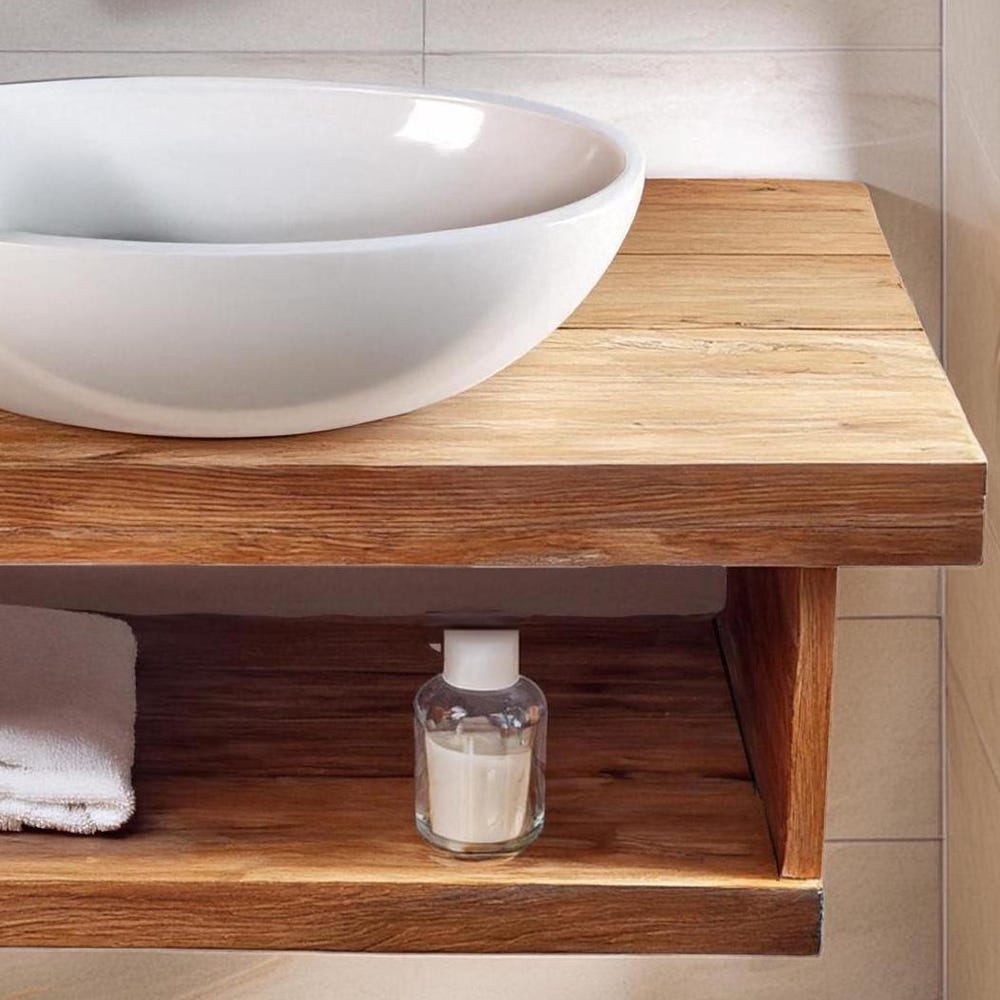 Wooden Floating Bathroom Vanity Farmhouse Style Sink Shelf Live Edge Reclaimed Handcrafted cabinet table Handmade Rustic countertop table