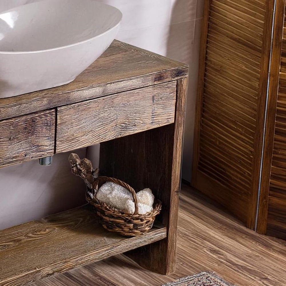 Custom Handmade Rustic Wooden Bathroom Vanity - Farmhouse Style Sink Shelf with Live Edge Reclaimed Handcrafted cabinet Wood Country Style