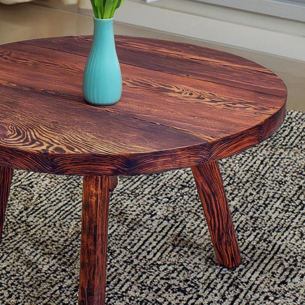 Custom Handmade Rustic Wooden round Coffee Table - Farmhouse Style natural Live Edge Reclaimed Handcrafted solid wood table home furniture