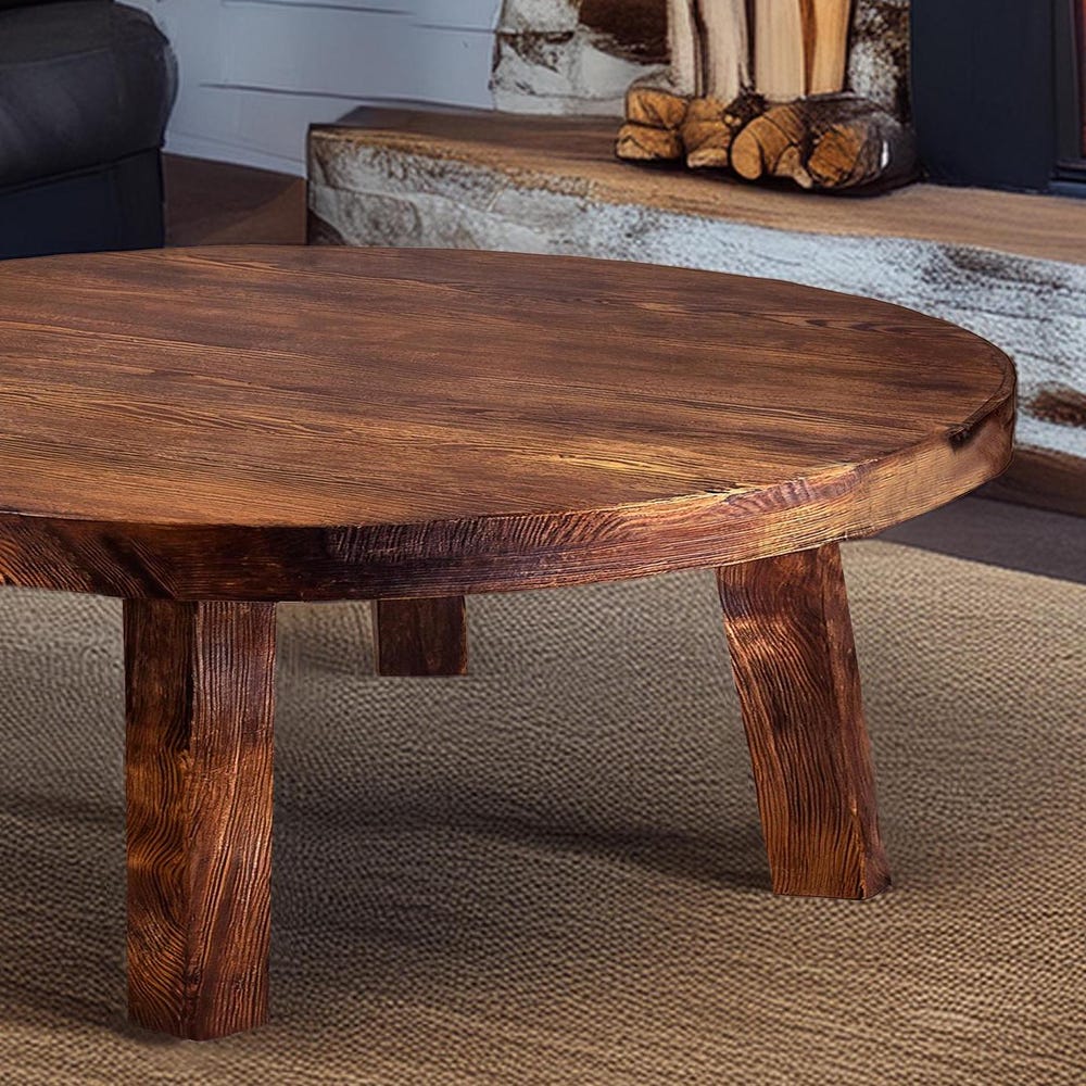 Custom Handmade Rustic Wooden round Coffee Table - Farmhouse Style natural Live Edge Reclaimed Handcrafted solid wood table home furniture