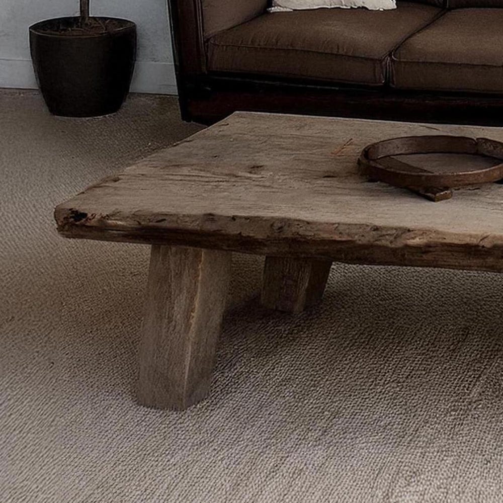 Custom Handmade Rustic Wooden Coffee Table - Farmhouse Style natural Live Edge Reclaimed Handcrafted solid rectangular wood table home decor
