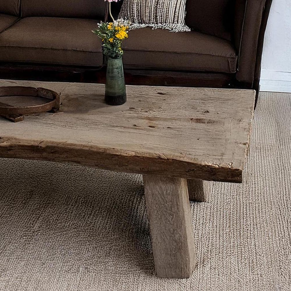 Custom Handmade Rustic Wooden Coffee Table - Farmhouse Style natural Live Edge Reclaimed Handcrafted solid rectangular wood table home decor