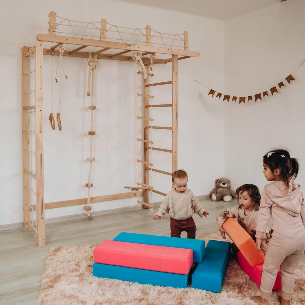 88x78" Swedish Ladder with accessories, Indoor Climbing Gym, Soft Play Equipment, Montessori Soft Play Blocks, Foam Climbing