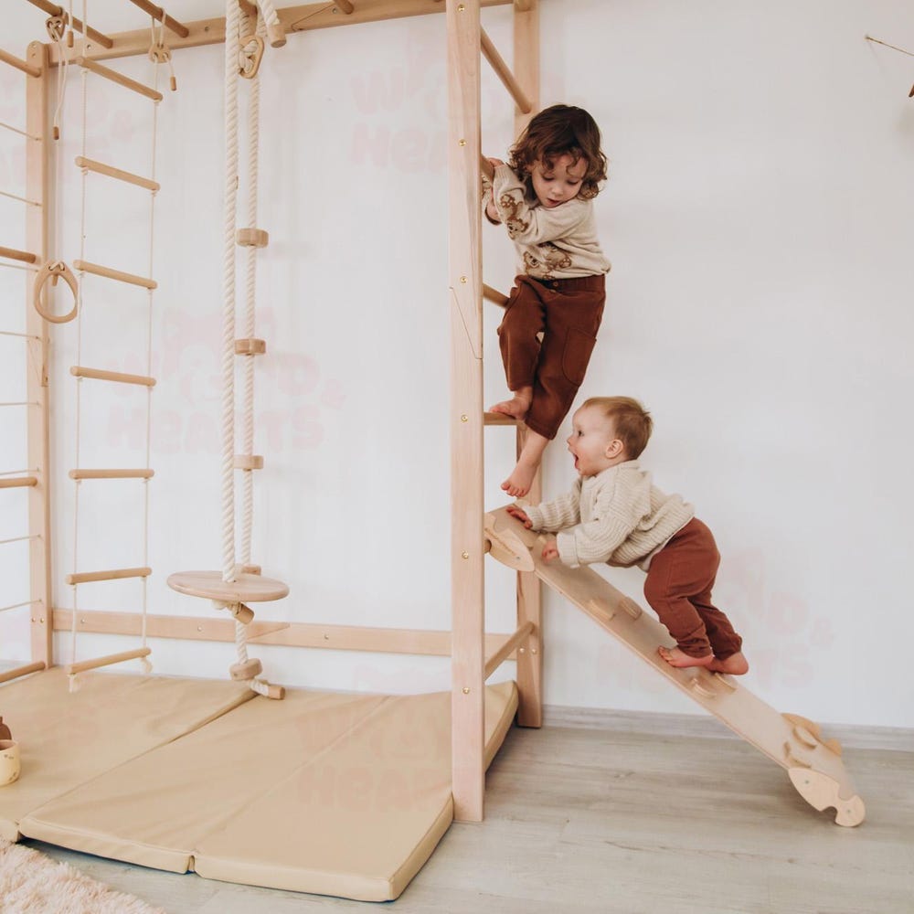88x78" Swedish Ladder, Monkey Bars Gym, Indoor Climbing Playground, Waldorf Activity Center, Indoor Swing, Montessori Climbing Wall Net