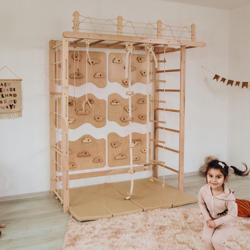 88x78" Swedish Ladder, Wall Games, Climbing Panels, Indoor Climbing Wall, Monkey Bars, Indoor Swing, Montessori Climbing