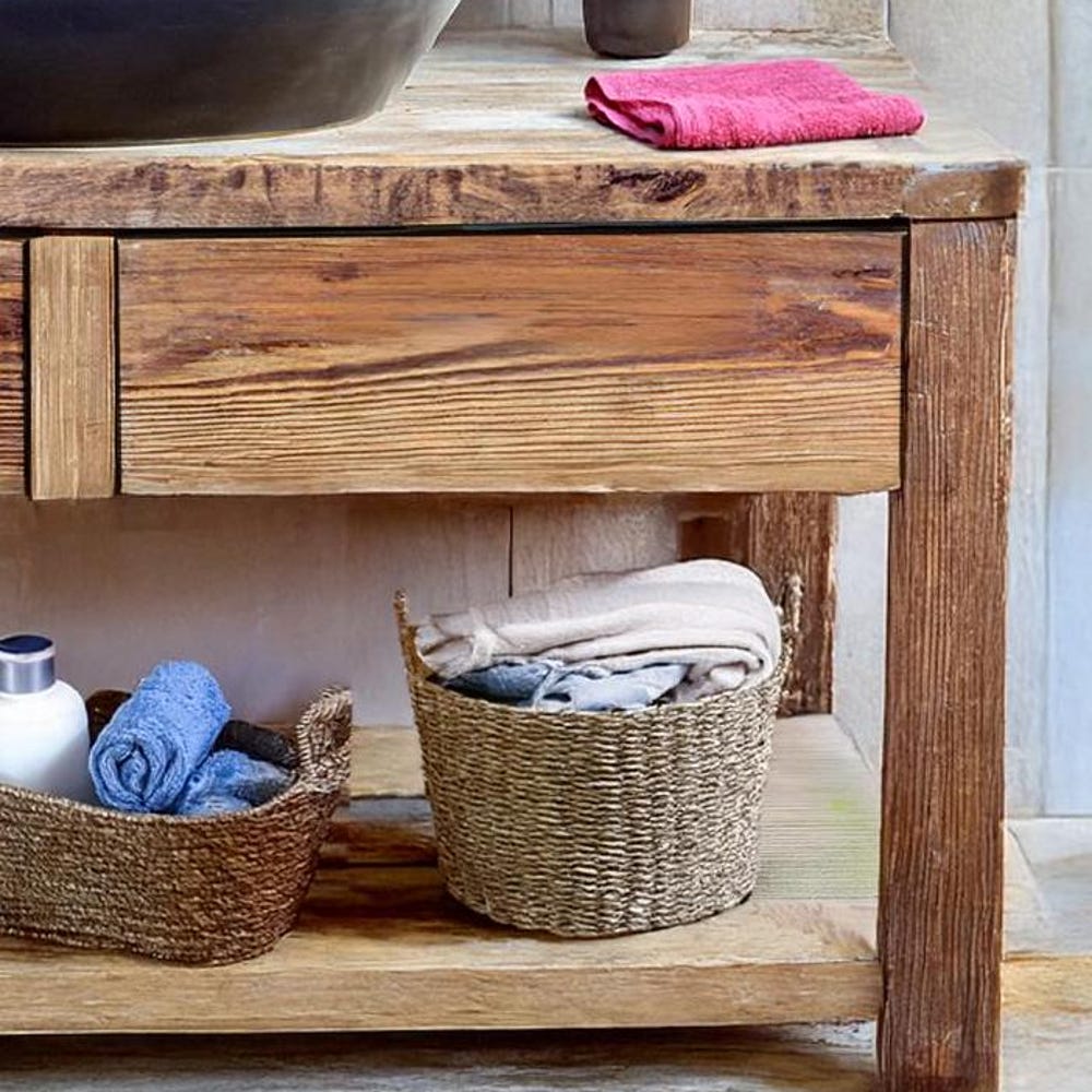 Custom Handmade Rustic Wooden Bathroom Vanity - Farmhouse Style Sink Shelf with Live Edge Reclaimed Handcrafted cabinet Wood Country Style