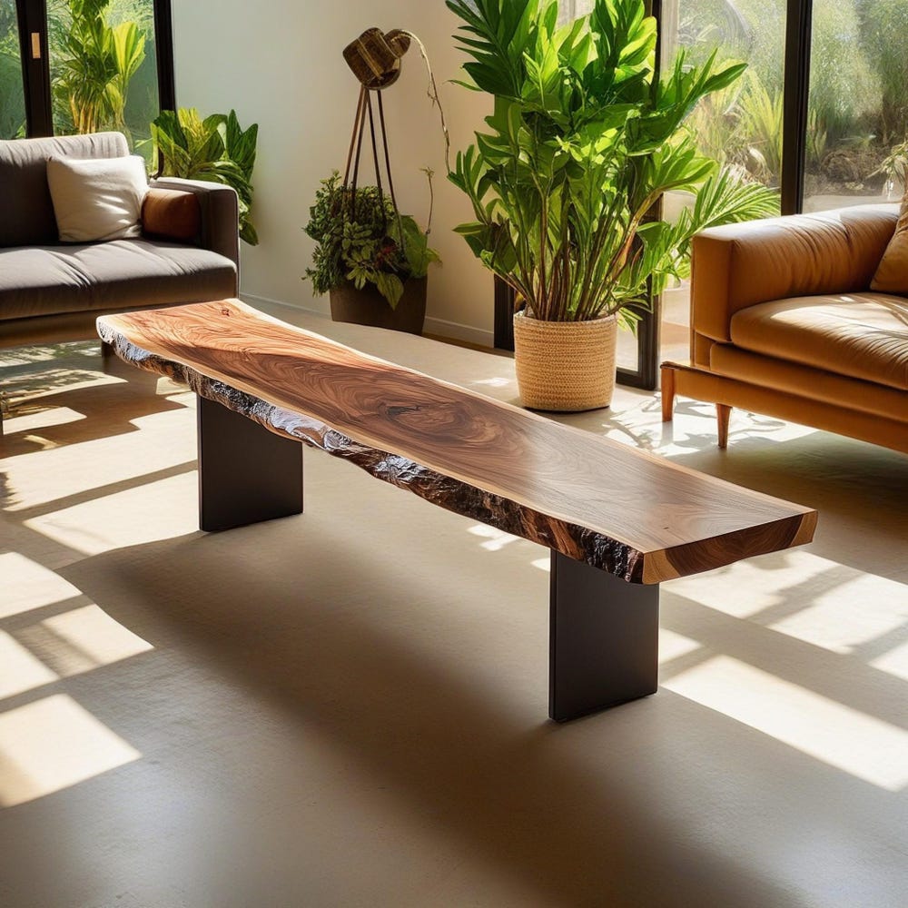 Walnut Live Edge Bench, Rustic Live Edge Bench, Entryway Bench, Live Edge Bench, Hallway Bench
