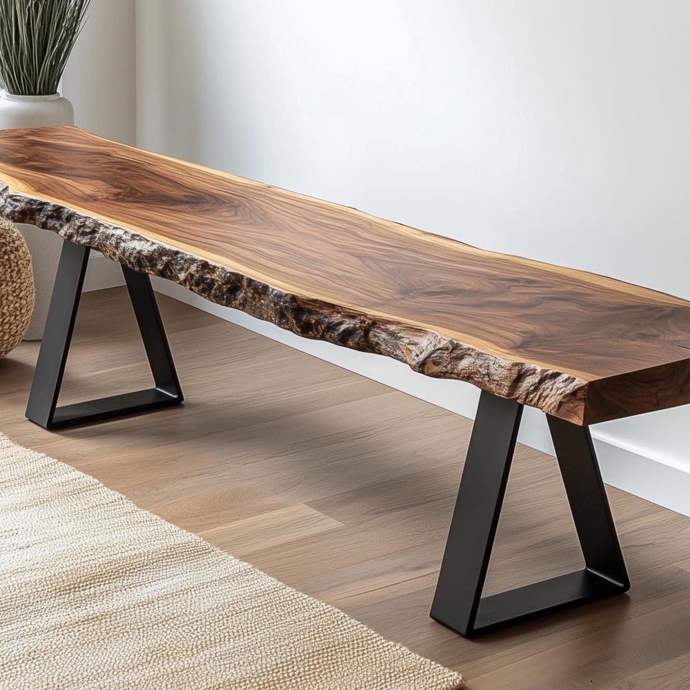Entryway Bench, Walnut Live Edge Bench, Wooden Bench, Rustic Wood Bench, Hallway Wooden Bench
