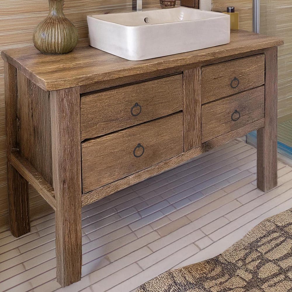 Wooden Rustic Style handmade bathroom vanity with drawer solid wood cabinet sink table counter top farmhouse home decor furniture  handcraft