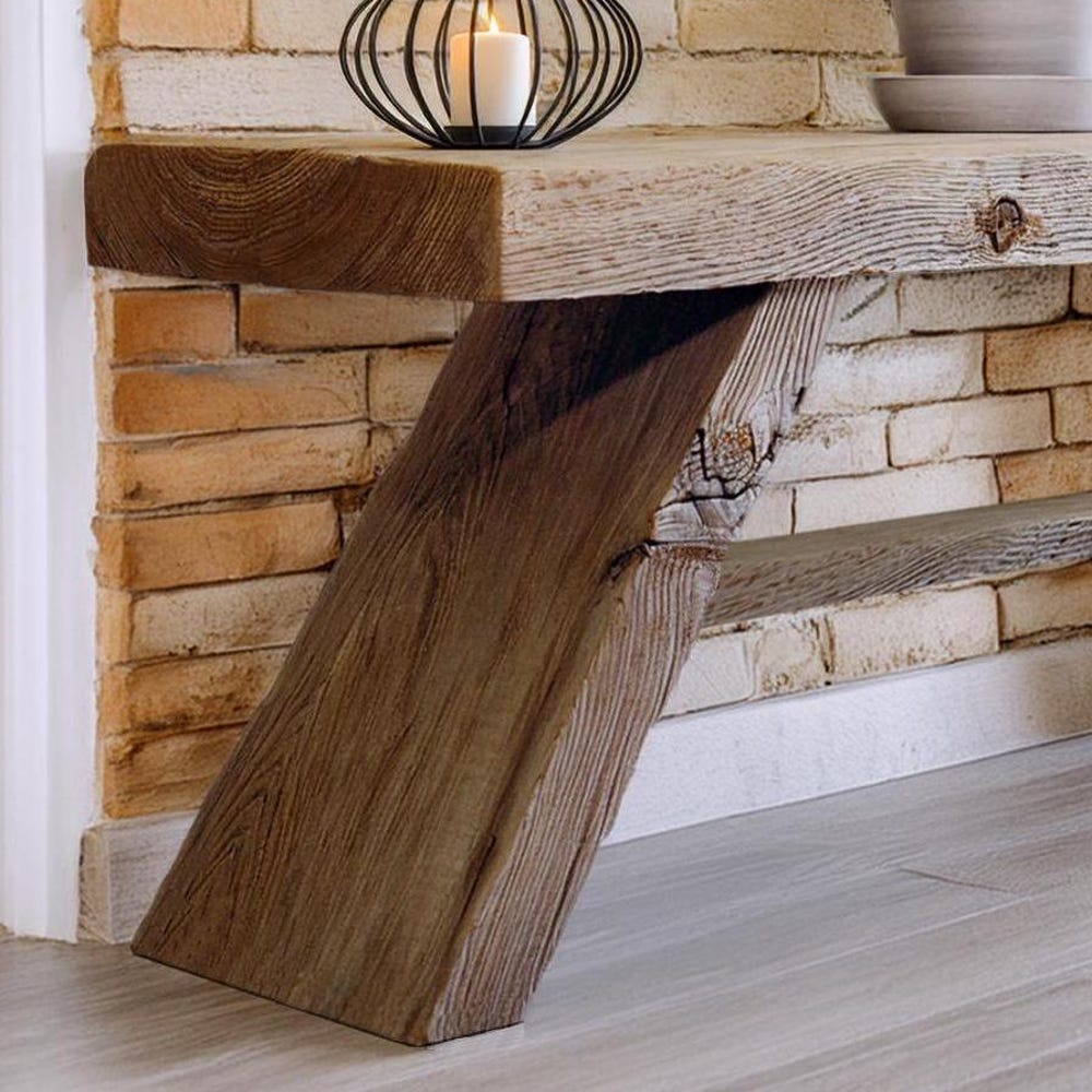 Custom Rustic Wooden Console Table – Handmade Farmhouse Live Edge Solid Wood Entryway Hallway Dresser – Narrow Handcrafted for Living Room