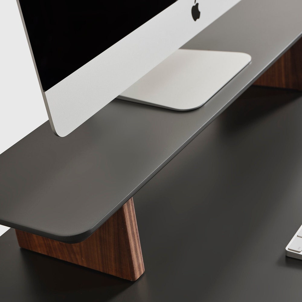 Wooden Monitor Stand, Screen Stand, Custom Size Desk Shelf, 31 Inch Wood Monitor Riser, Laptop Riser, Cream or Anthracite, Personalized Gift