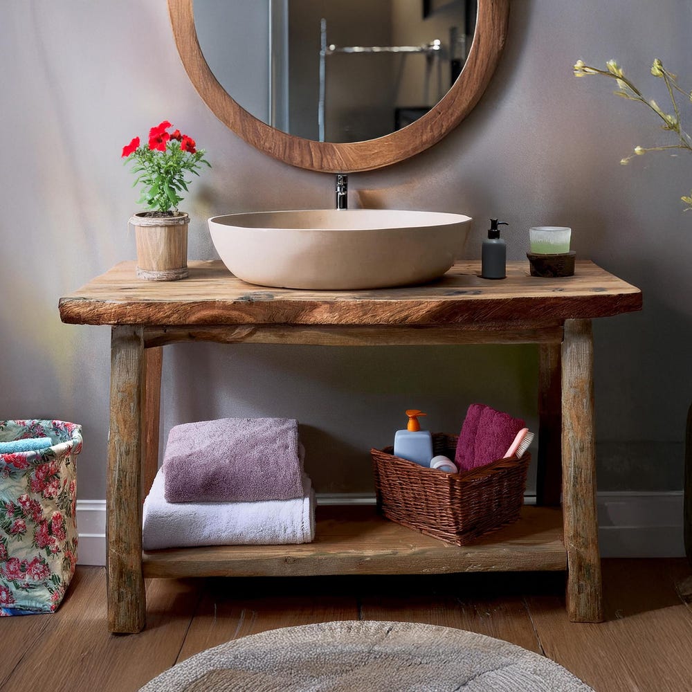 Wooden Rustic Style handmade bathroom vanity live edge solid wood cabinet sink table counter top farmhouse home decor furniture  handcrafted