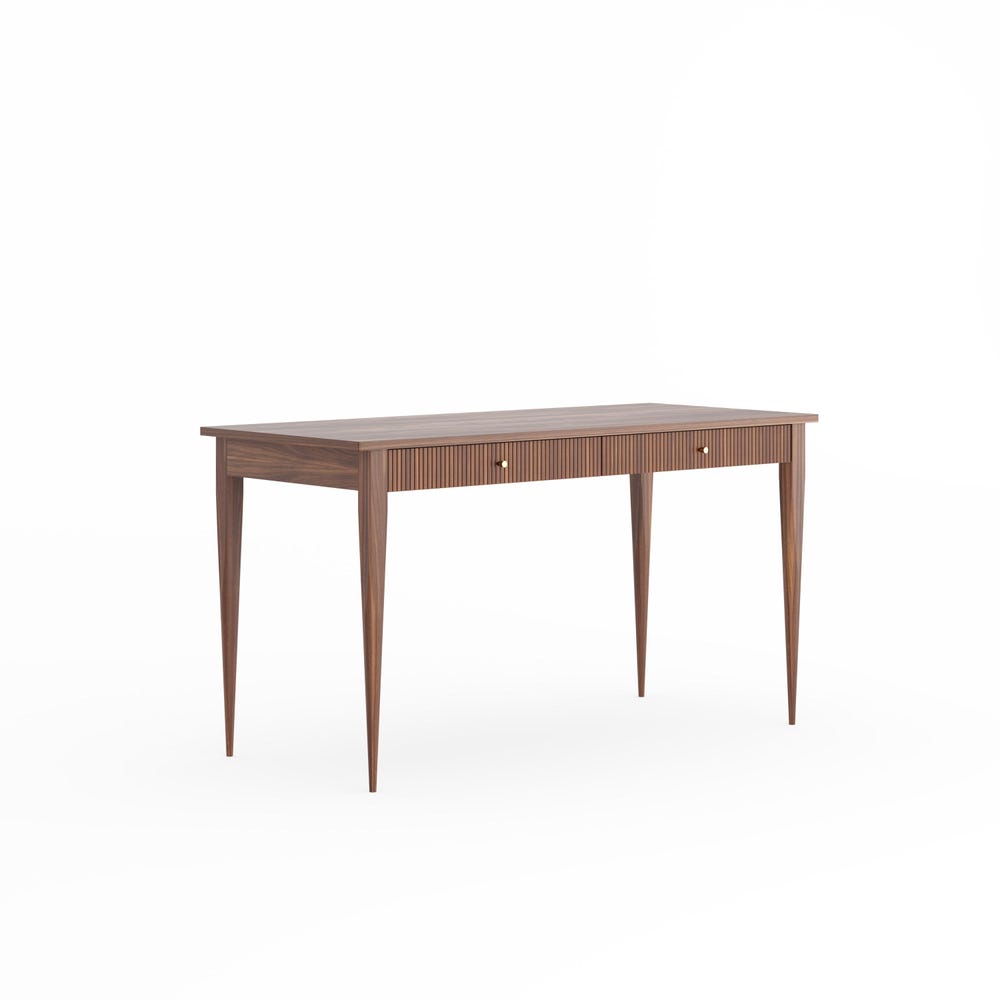 Walnut office desk with two slatted drawers, mid century modern, study desk, writing desk, computer desk, solid walnut desk, bureau