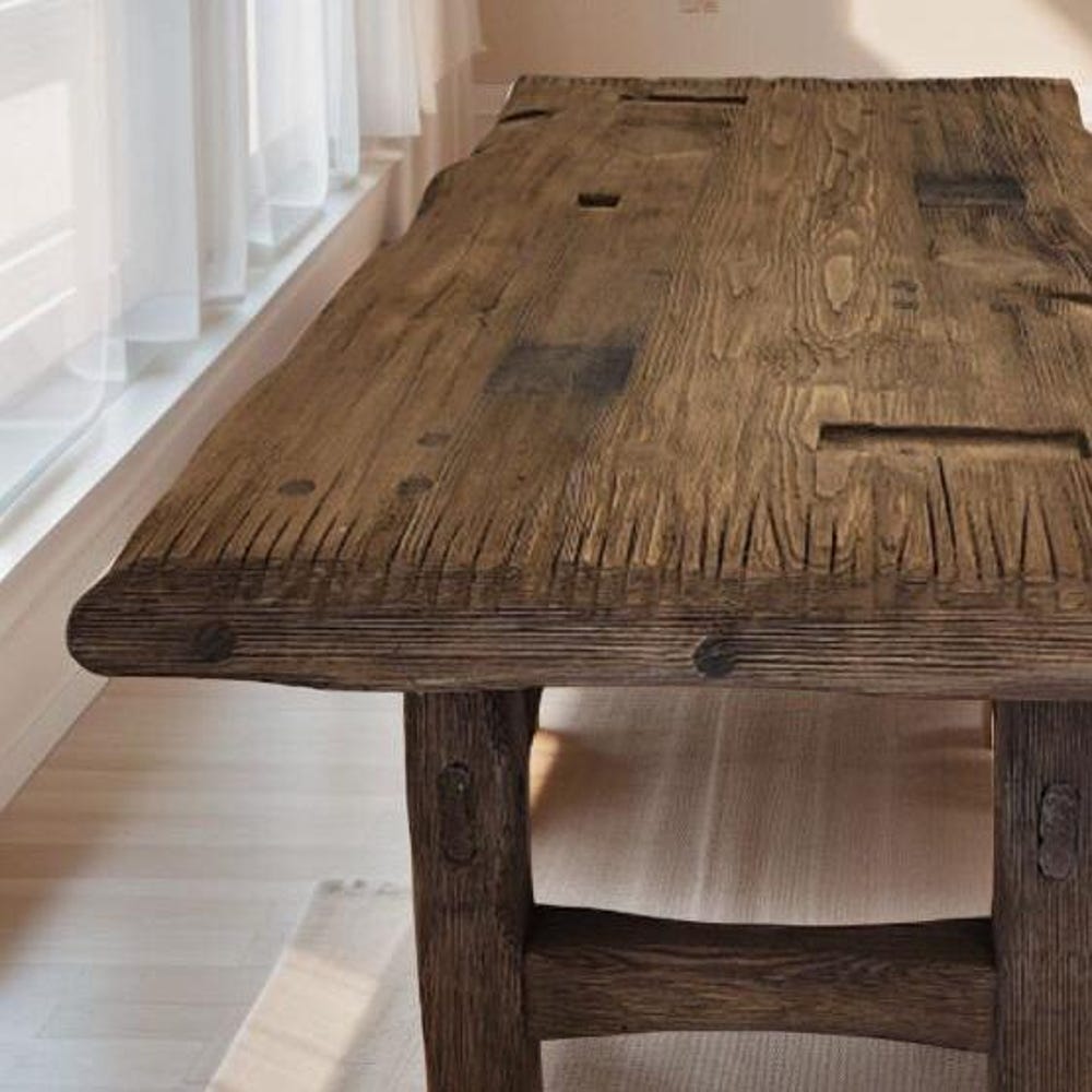 Custom Handmade Rustic Wooden Coffee Table - Farmhouse Style natural Live Edge Reclaimed Handcrafted solid rectangular wood table home decor