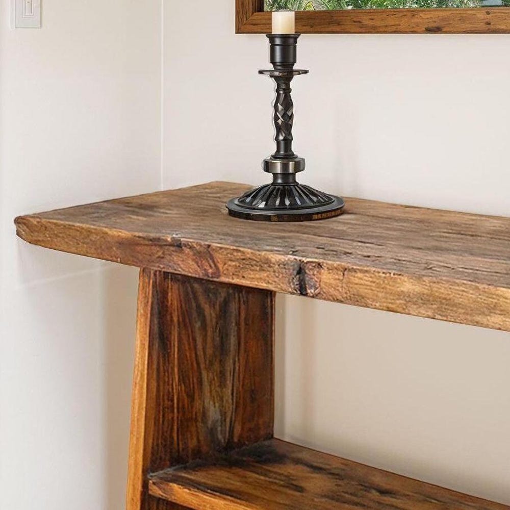Custom Rustic Wooden Console Table – Handmade Farmhouse Live Edge Solid Wood Entryway Hallway Dresser – Narrow Handcrafted for Living Room