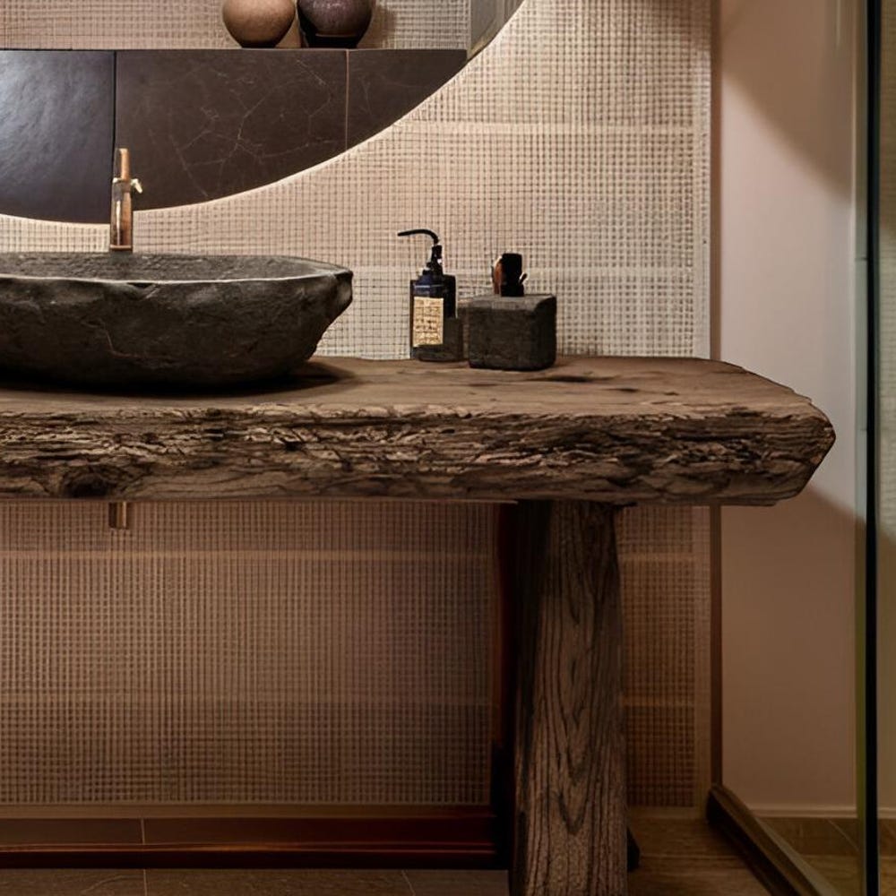Custom Handmade Rustic Wooden Bathroom Vanity - Farmhouse Style Sink Shelf with Live Edge Reclaimed Handcrafted cabinet Wood Country Style