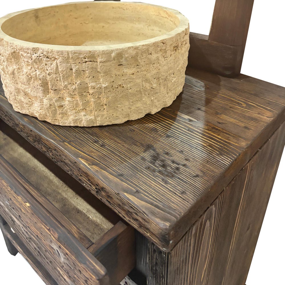 Custom Handmade Rustic Wooden Bathroom Vanity - Farmhouse Style Sink Shelf with Live Edge Reclaimed Handcrafted cabinet Wood Country Style
