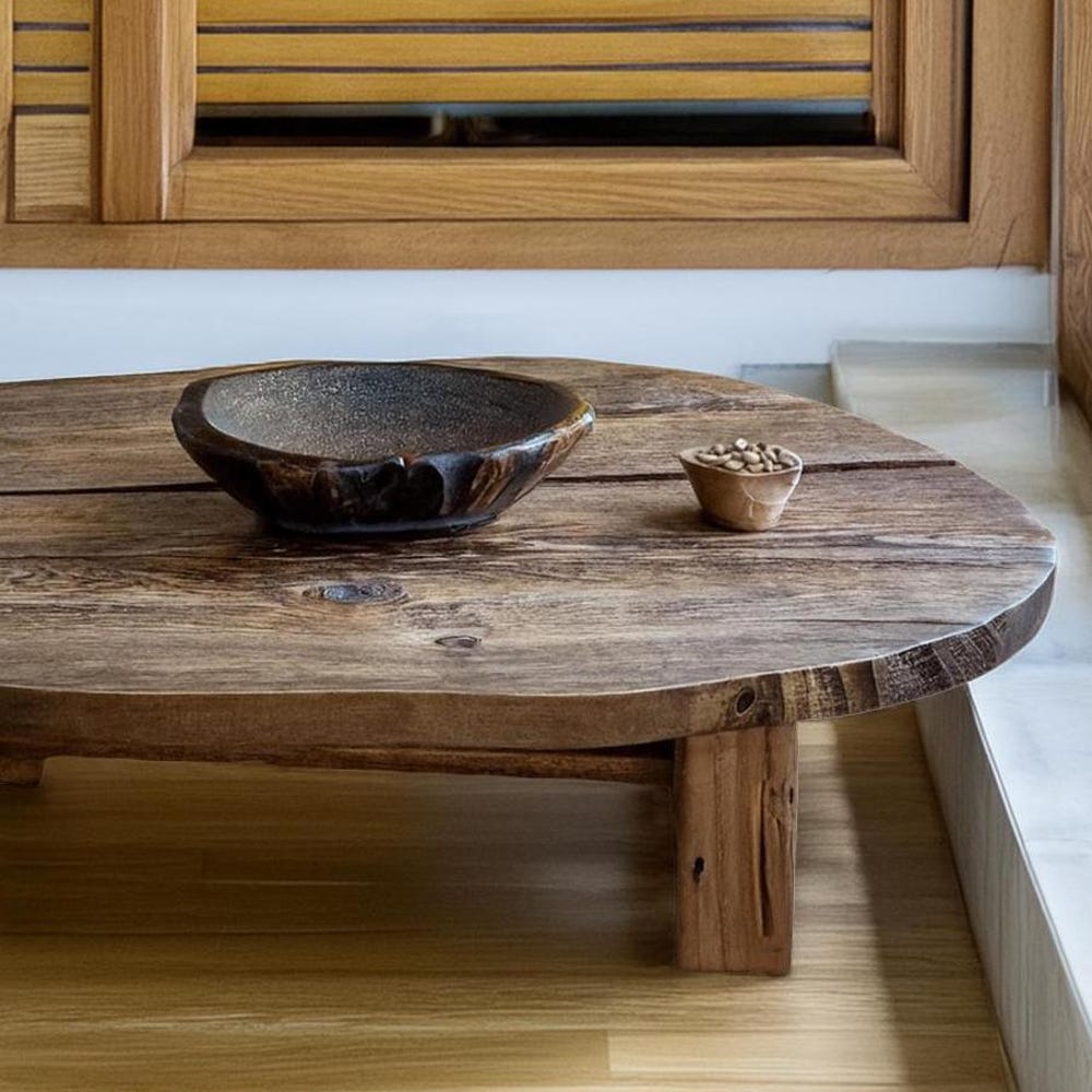 Custom Handmade Rustic Wooden round oval elips Coffee Table - Farmhouse Style natural Live Edge Handcrafted solid wood table furniture decor