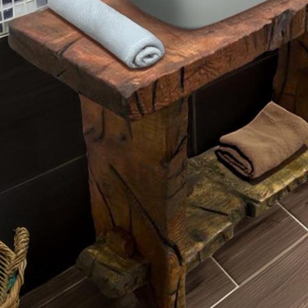 Custom Handmade Rustic Wooden Bathroom Vanity - Farmhouse Style Sink Shelf with Live Edge Reclaimed Handcrafted cabinet Wood Country Style
