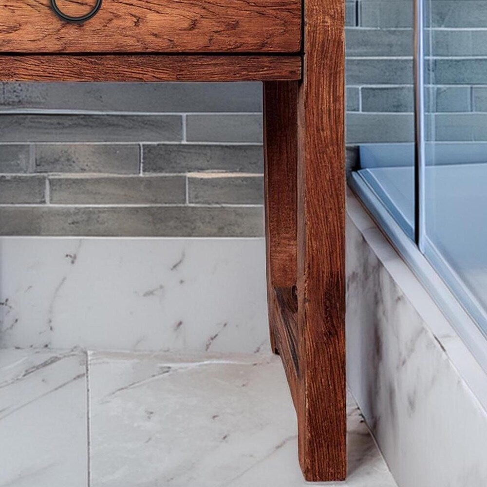 Custom Handmade Rustic Wooden Bathroom Vanity - Farmhouse Style Sink Shelf with Live Edge Reclaimed Handcrafted cabinet Wood Country Style