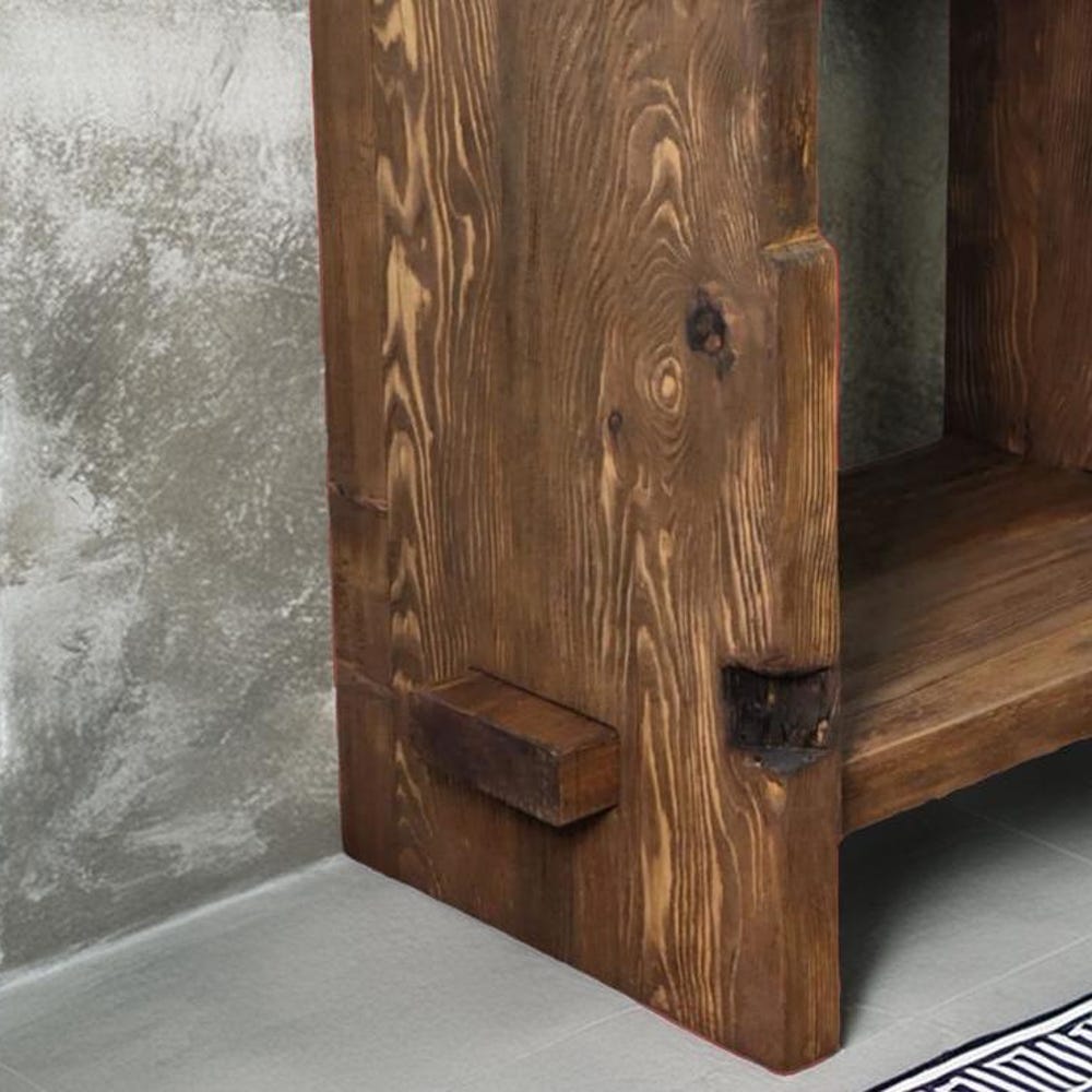 Custom Handmade Rustic Wooden Bathroom Vanity - Farmhouse Style Sink Shelf with Live Edge Reclaimed Handcrafted cabinet Wood Country Style
