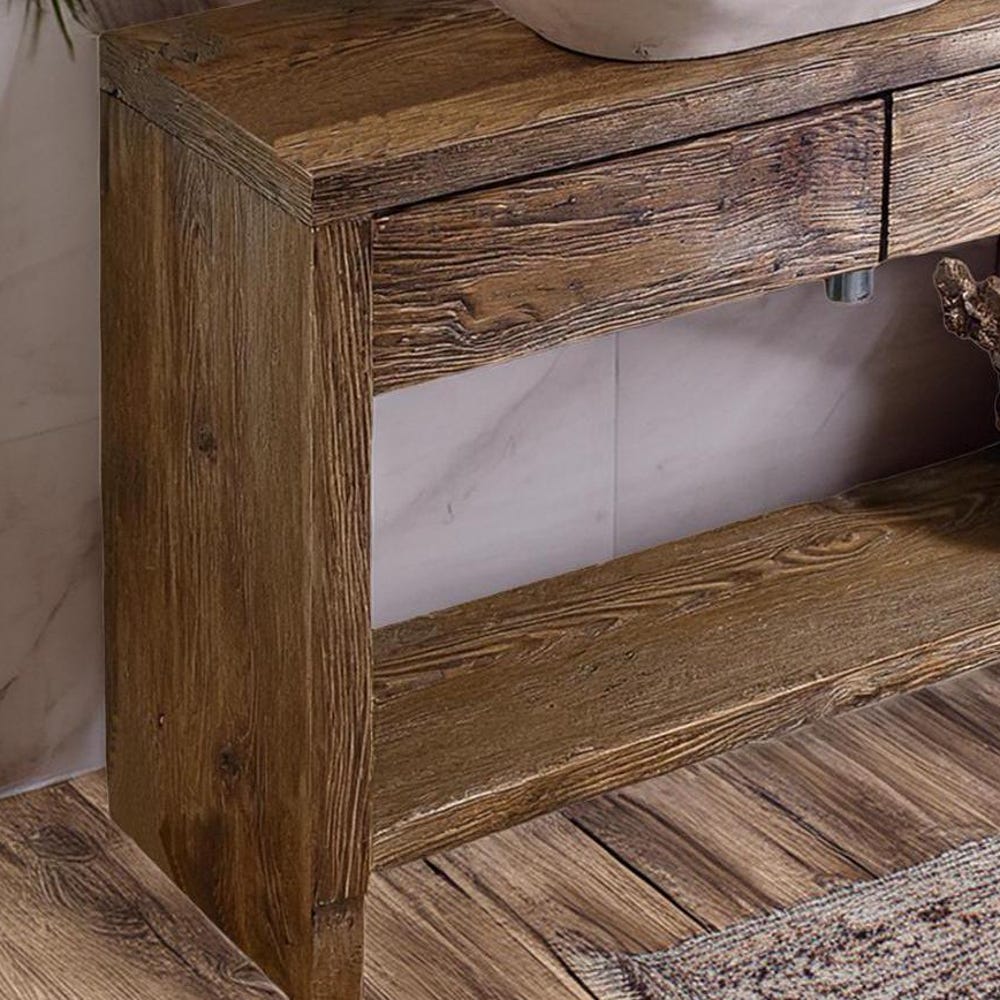 Custom Handmade Rustic Wooden Bathroom Vanity - Farmhouse Style Sink Shelf with Live Edge Reclaimed Handcrafted cabinet Wood Country Style