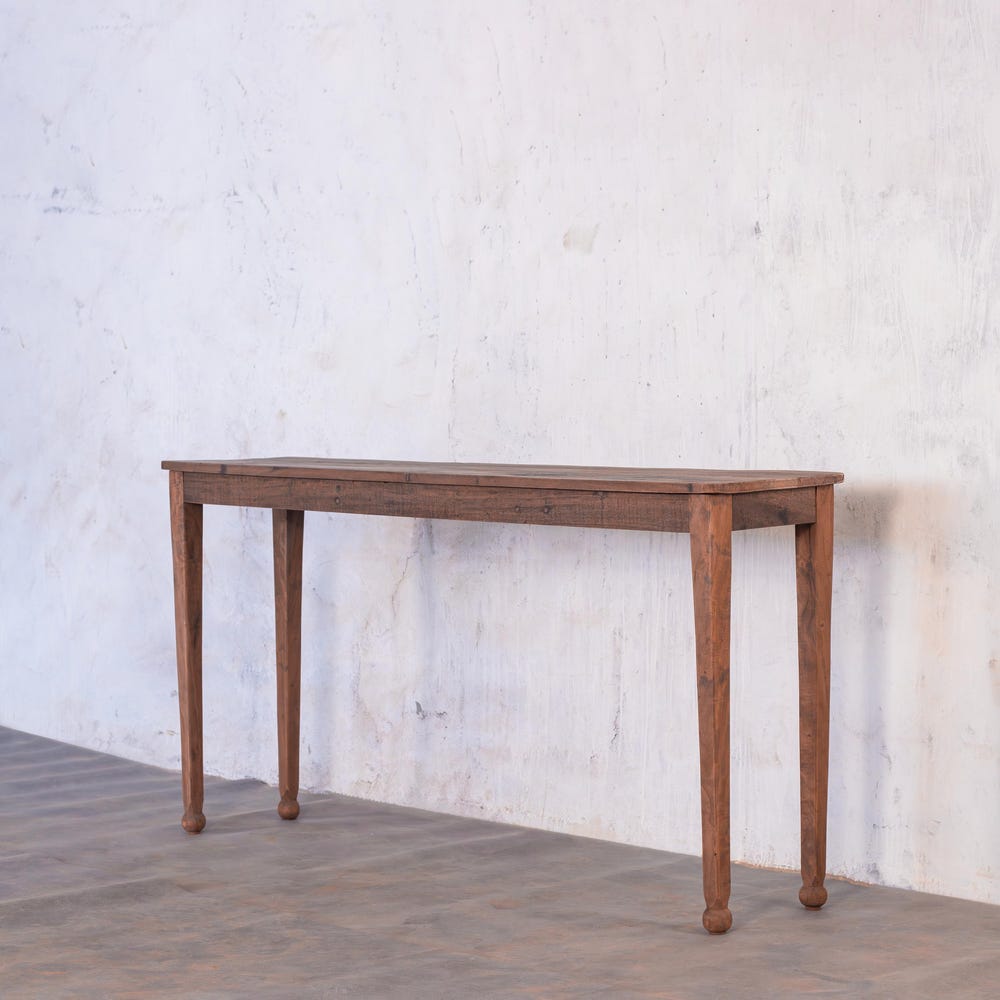 Barnwood Breeze Console Table | Living room console table | Entryway console | Carved Legs | Customizable | Reclaimed wood | Farmhouse Style