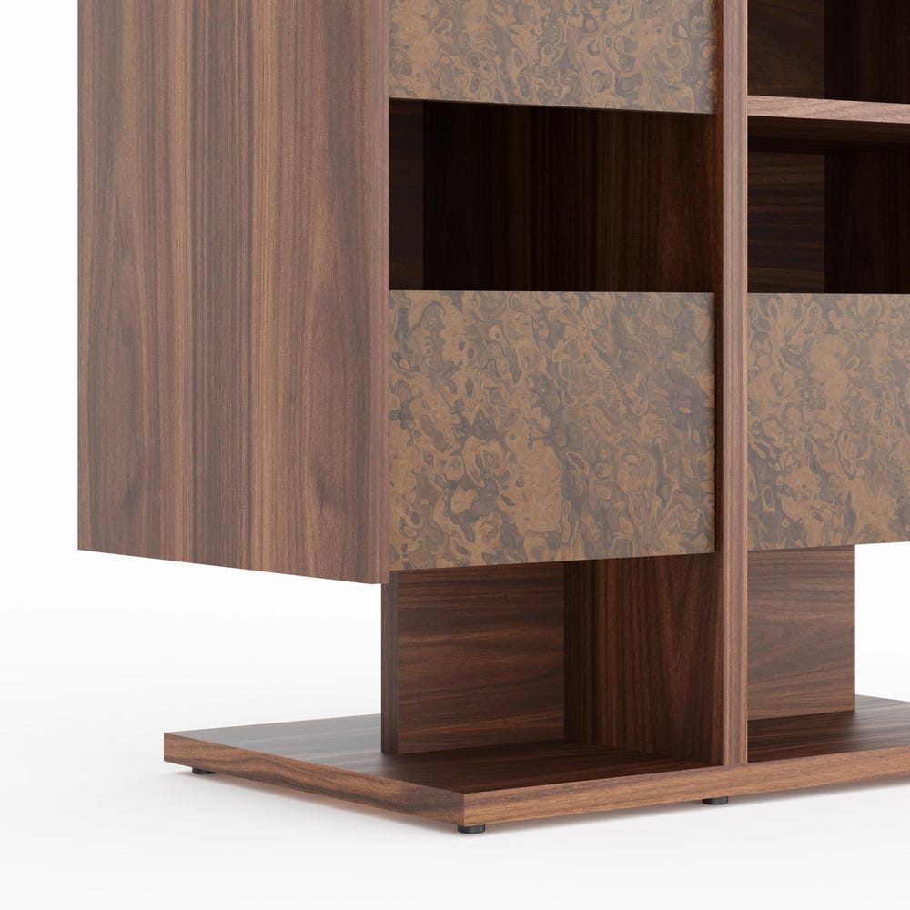 Walnut Record Player Stand with vinyl storage in Mid Century Modern Style, Media Console, Turntable Stand - LINDE